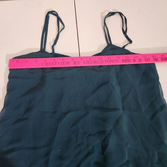 White House Black Market Tank Top XS Petite Teal Pleated Whimsigoth Coquette - Picture 8 of 14